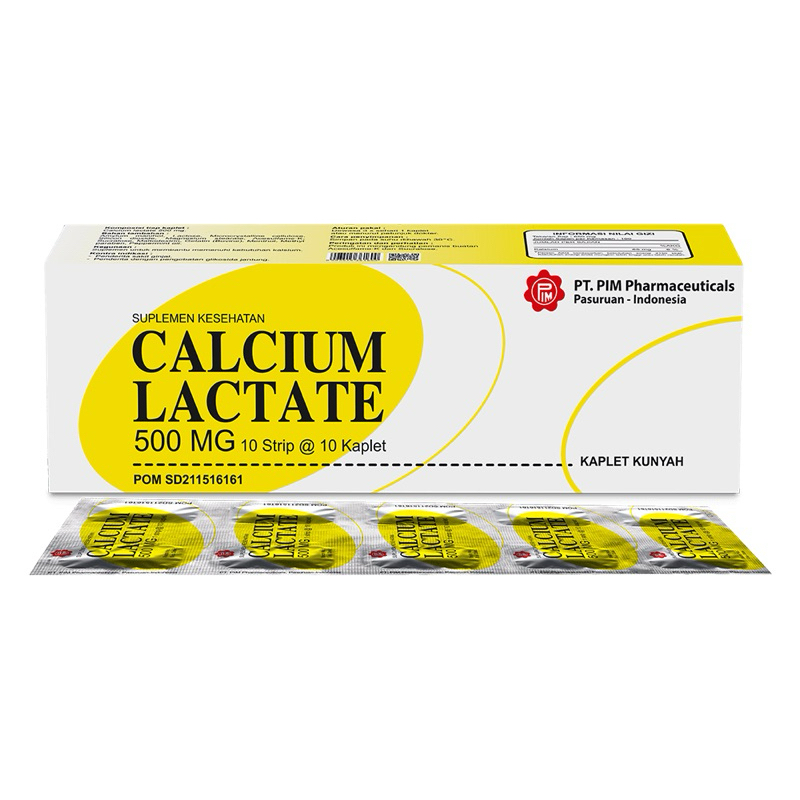 Jual CALCIUM LACTATE PIM 500 MG BOX 100 TABLET Shopee Indonesia