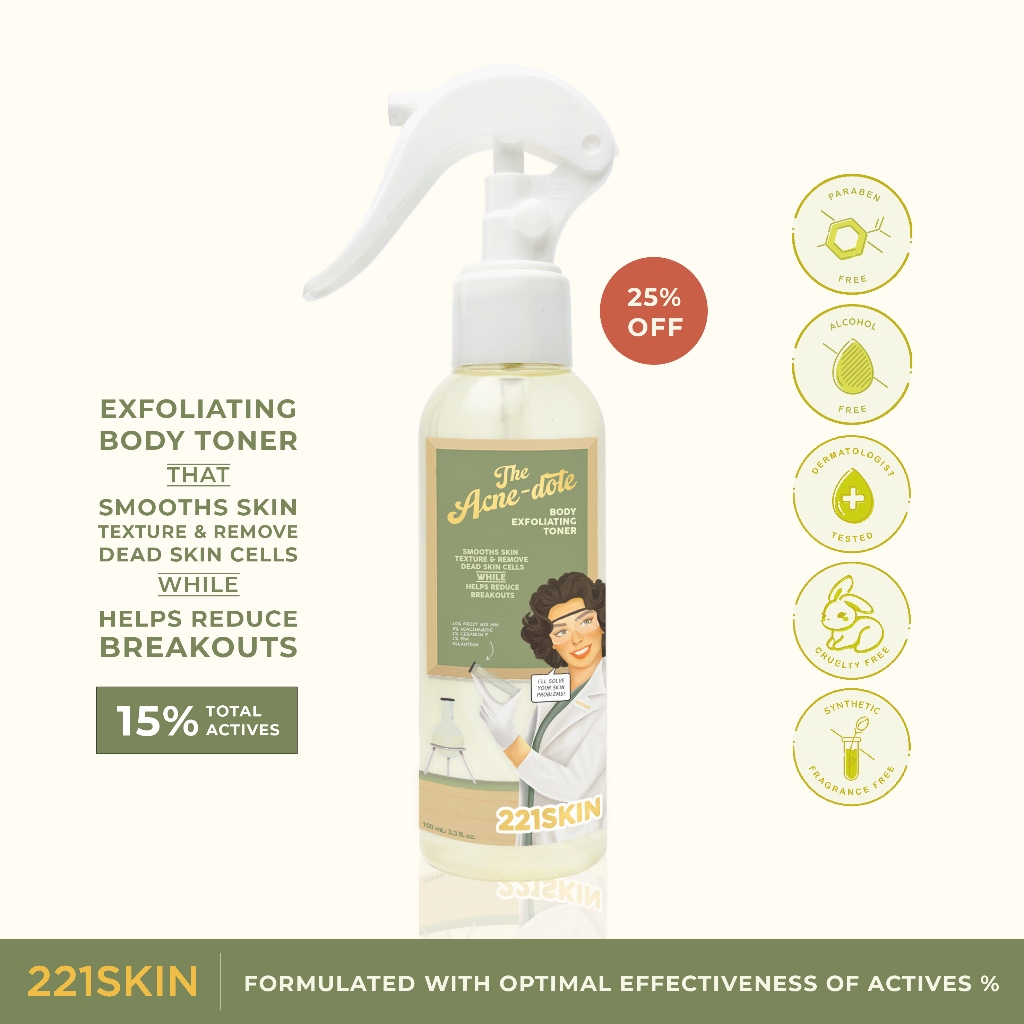 Jual 221SKIN Body Exfoliating Spray + 15 Actives For Acne & Breakouts