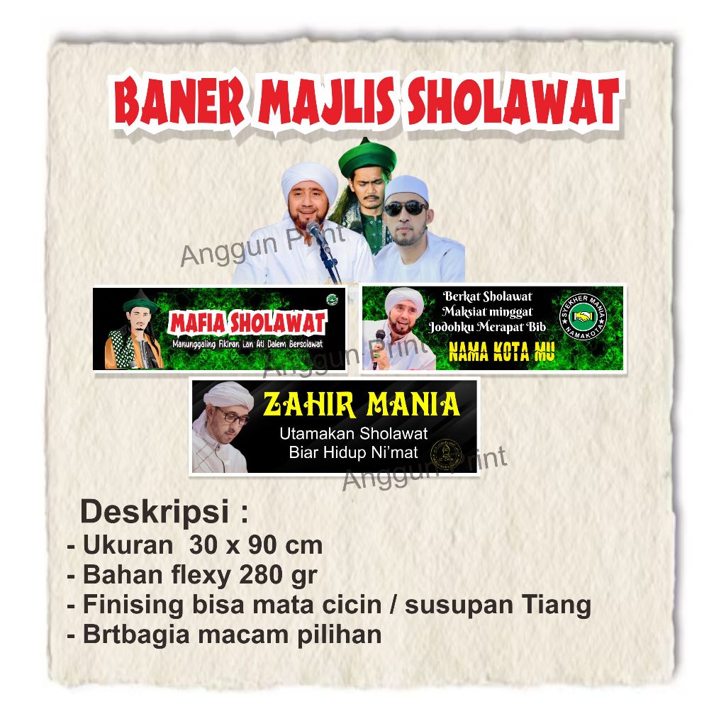 Jual Mmt Banner Spanduk Majlis Sholawat Zahir Mania Syekher Mania Mafia