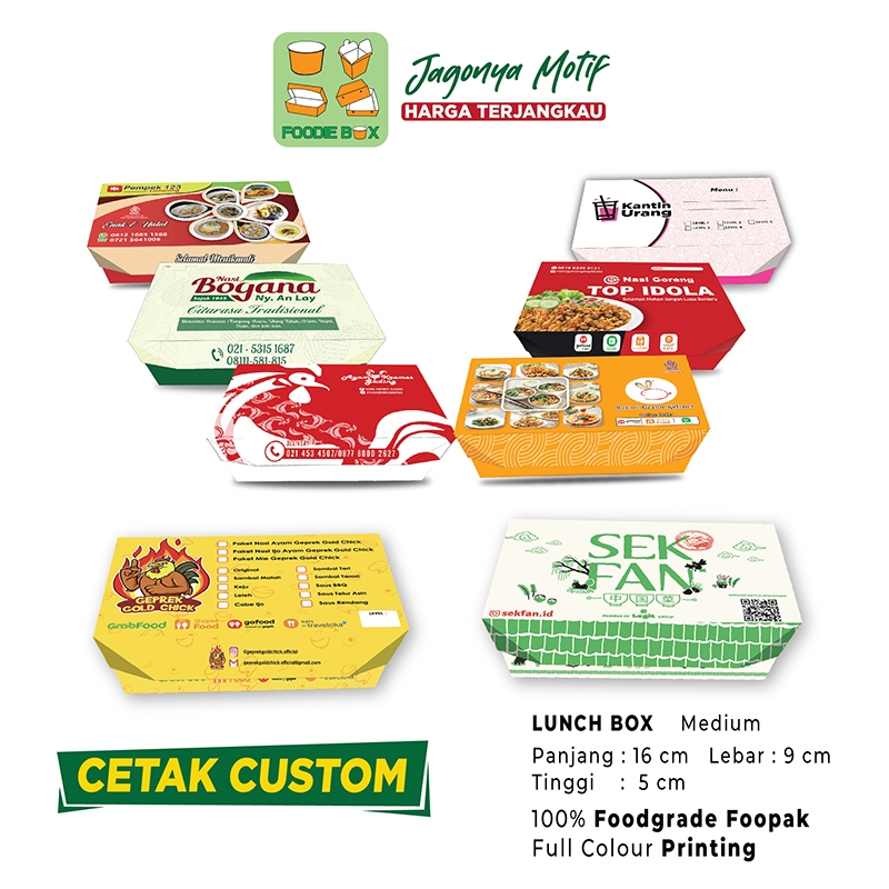 Jual Custom Print Paper Lunch Box M | Cetak Custom Box Medium Design