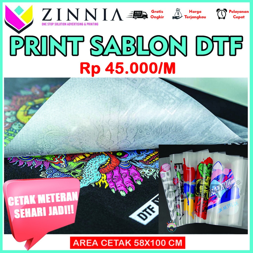 Jual Jasa Cetak Sticker Sablon DTF / Logo / Gambar / Tulisan Letter ...