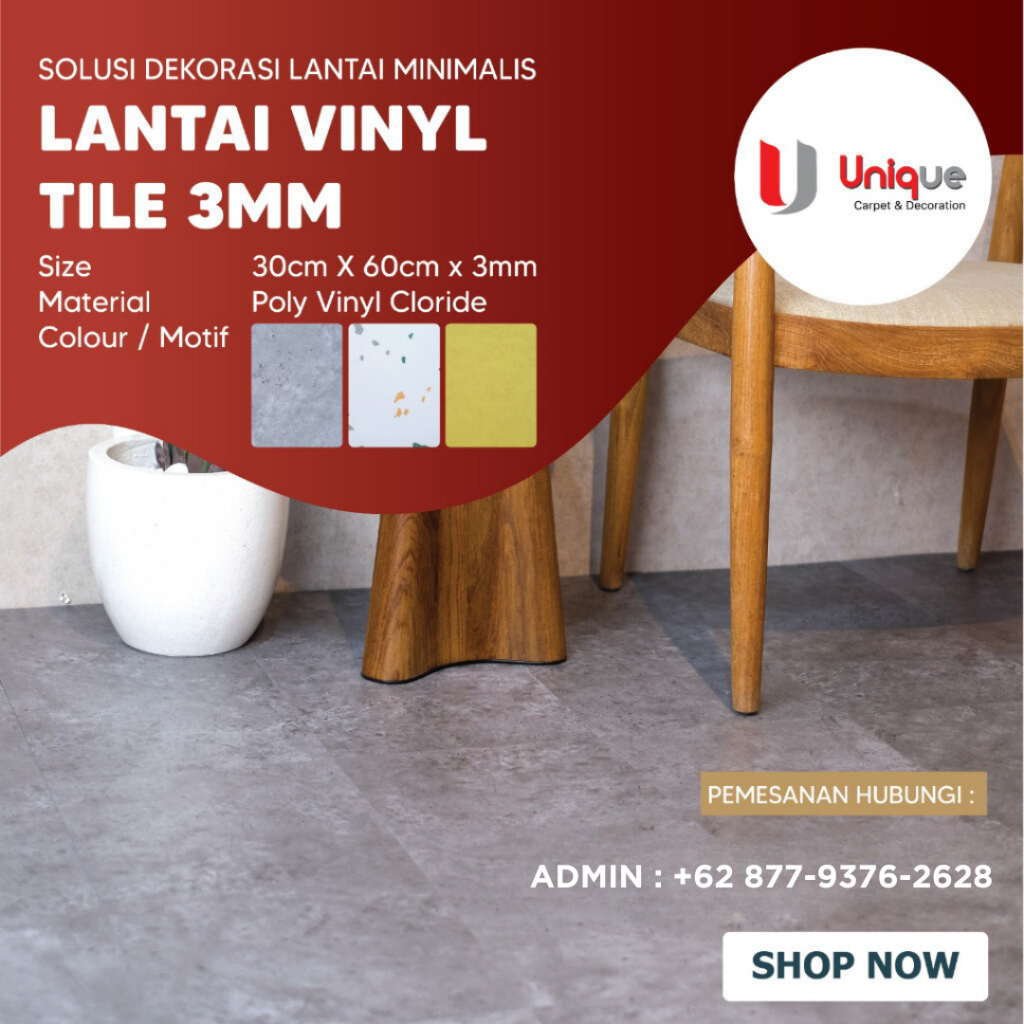 Jual Vinyl Lantai Kisaba Tebal 3mm / Vinyl Plank Motif Stone / Lantai ...