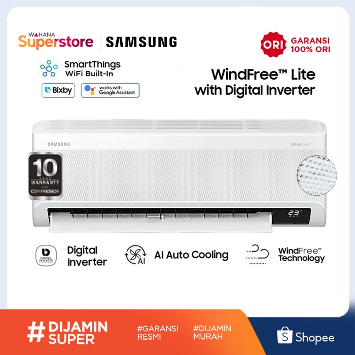 Jual Samsung Ac Split Wall Mounted Dinding Digital Inverter Windfree Lite Pk R