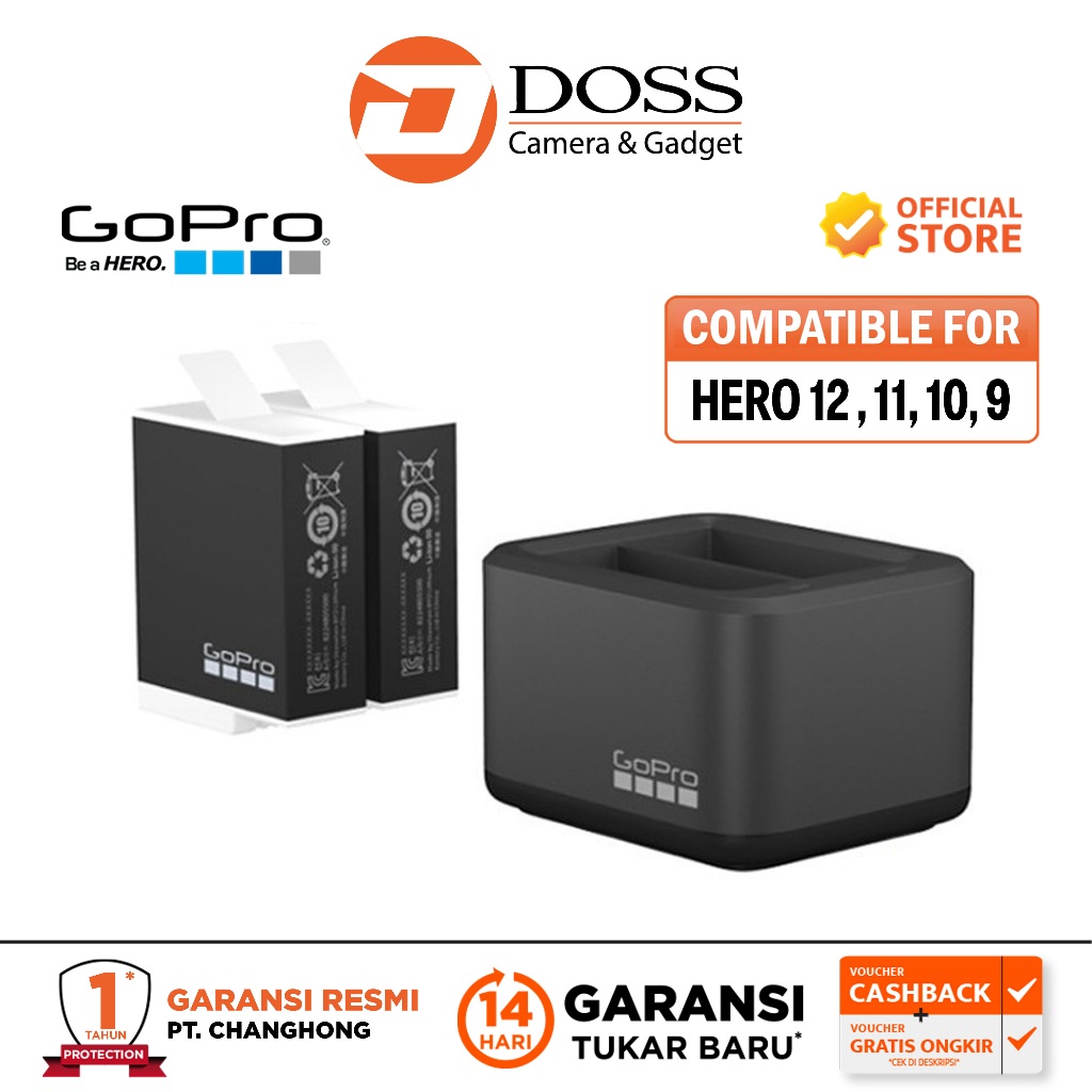 Jual GoPro Dual-Battery Charger with Two Enduro Batteries for Select ...