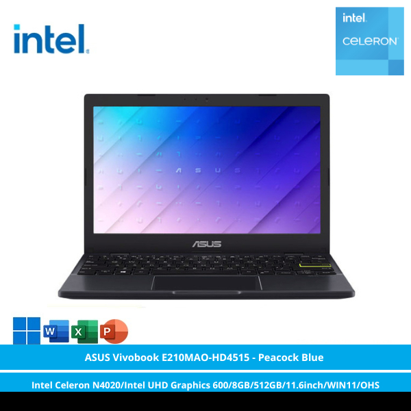 Jual Asus Vivobook E210mao Hd4515 Peacock Blue Intel Celeron N4020intel Uhd Graphics 6008gb 8700