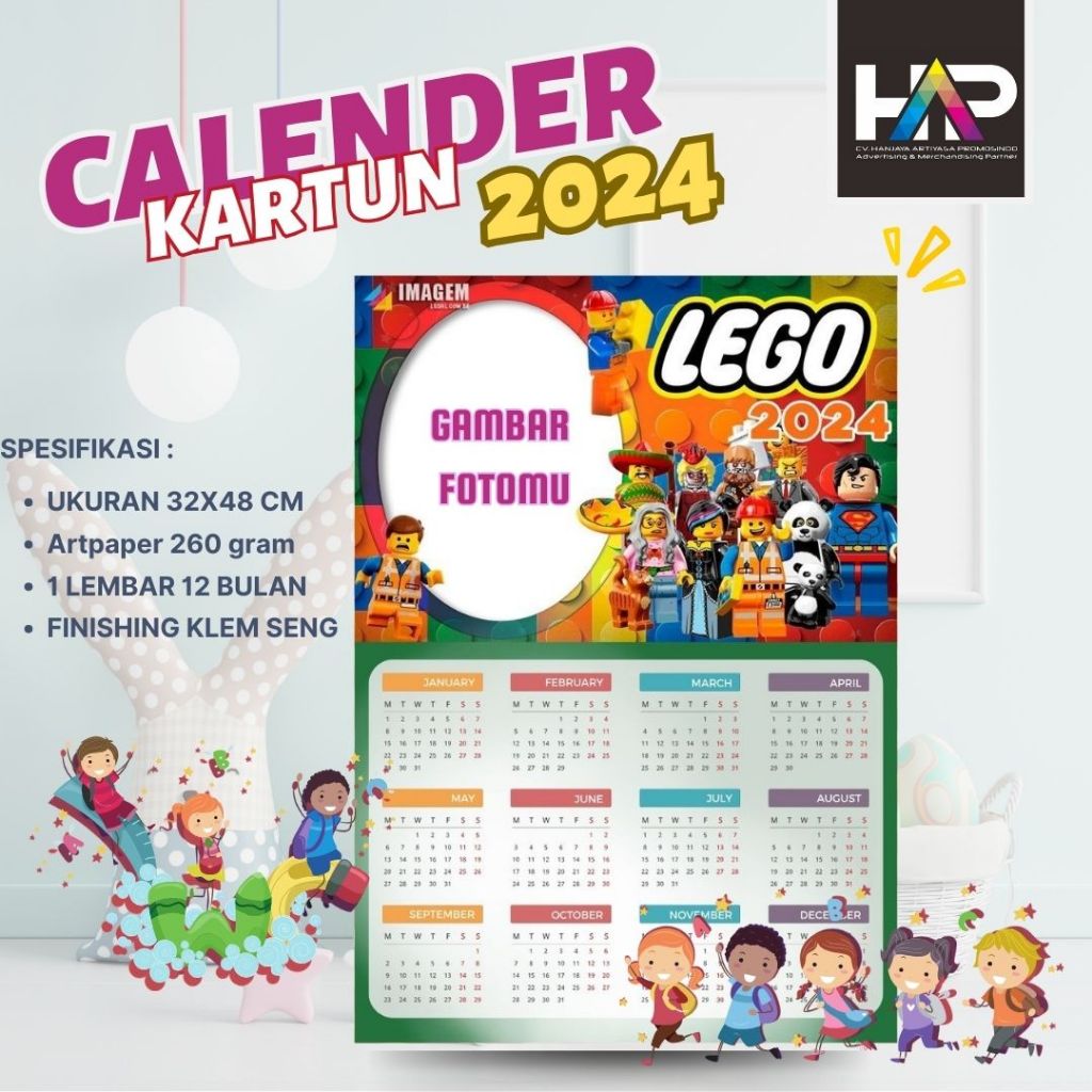 Jual KALENDER 2024 | CALENDER CUSTOM KARAKTER KARTUN LEGO | Shopee