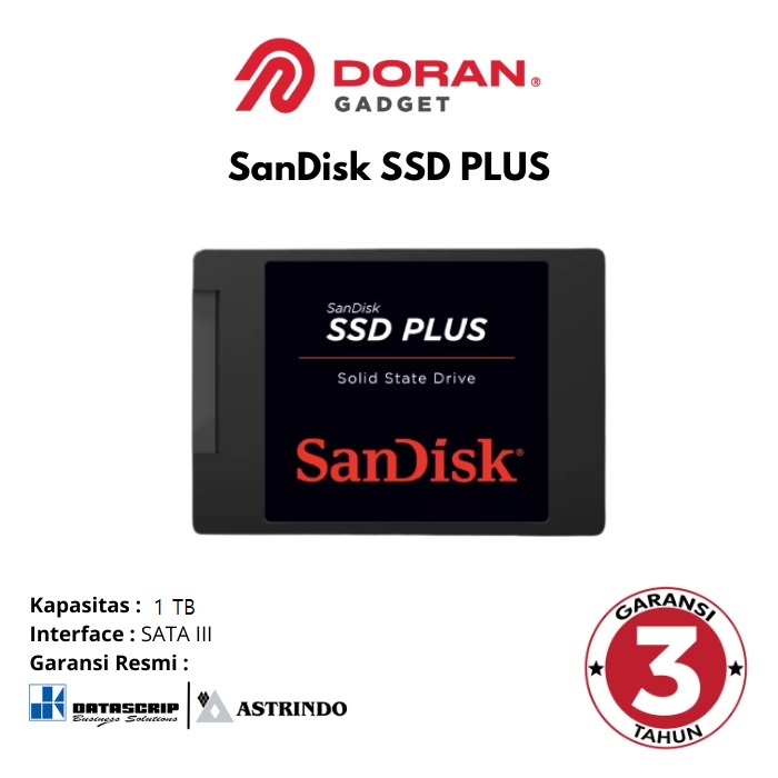 SanDisk SSD Plus 1TB SSD Internal PC Komputer Garansi Resmi Tahun