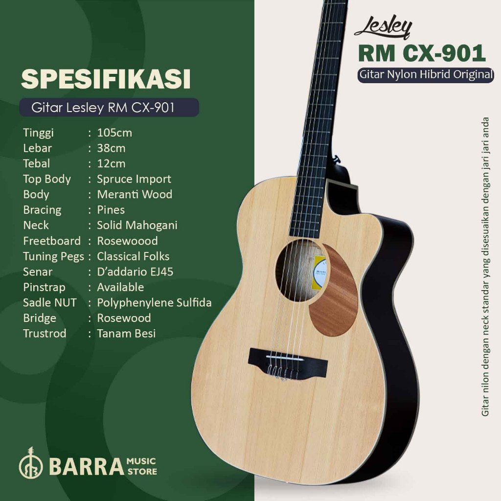 Jual Original Gitar Lesley RM CX901 Klasik Nilon | Shopee Indonesia