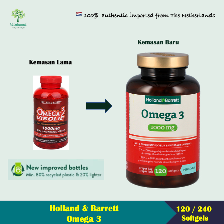 Jual Holland & Barrett Omega 3 Visolie 1000mg (120 Softgels / 240