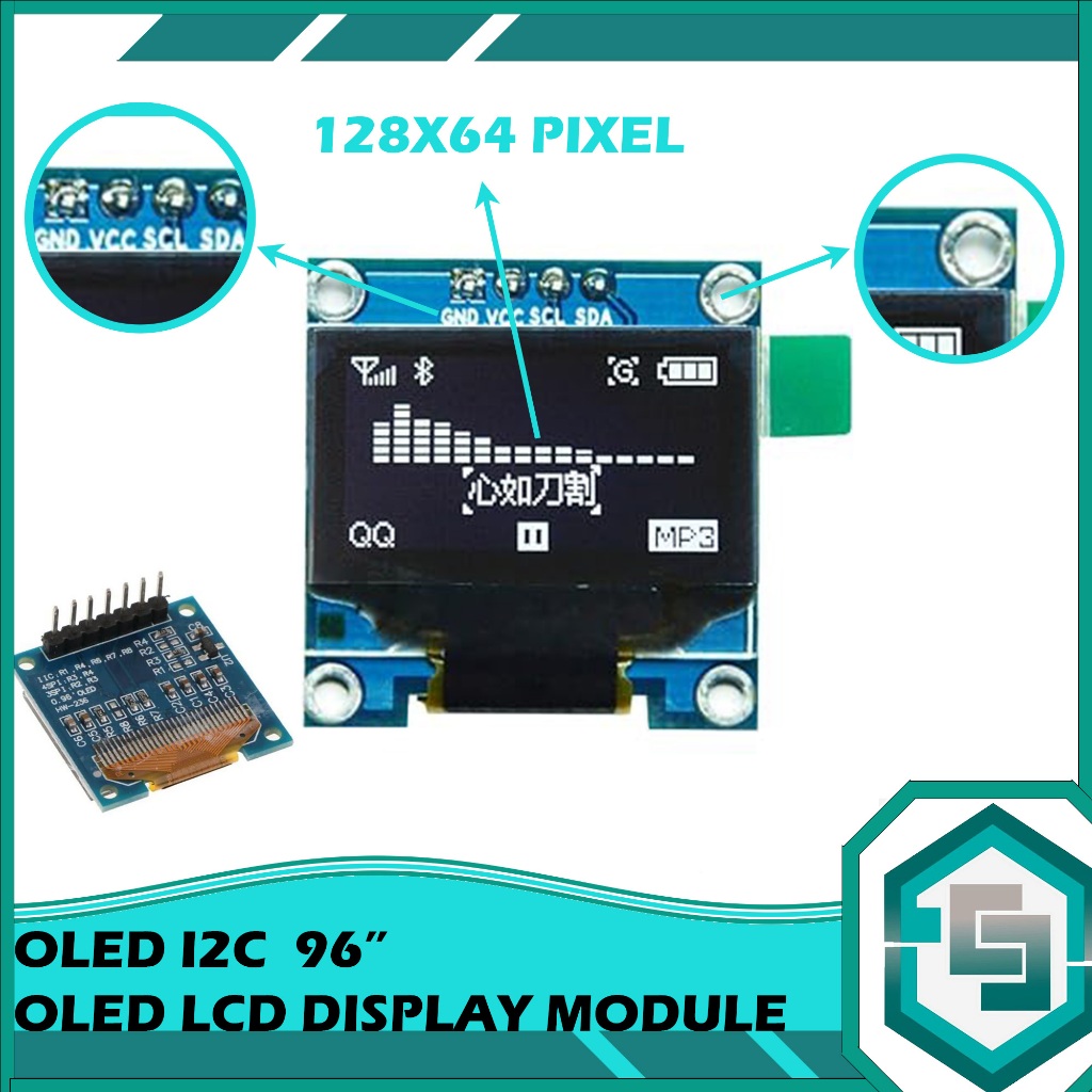 Jual OLED WHITE PUTIH I2C IIC 128X64 DISPLAY LCD VCC MODULE 0.96 INCH ...