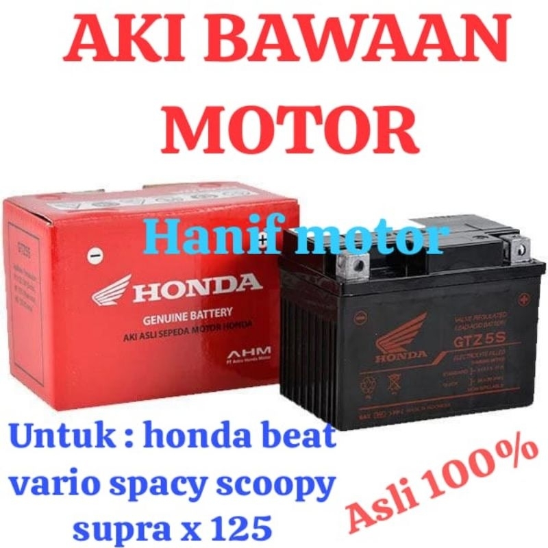 Jual Aki ahm gtz5s bawaan motor honda beat vario scoopy spacy supra x