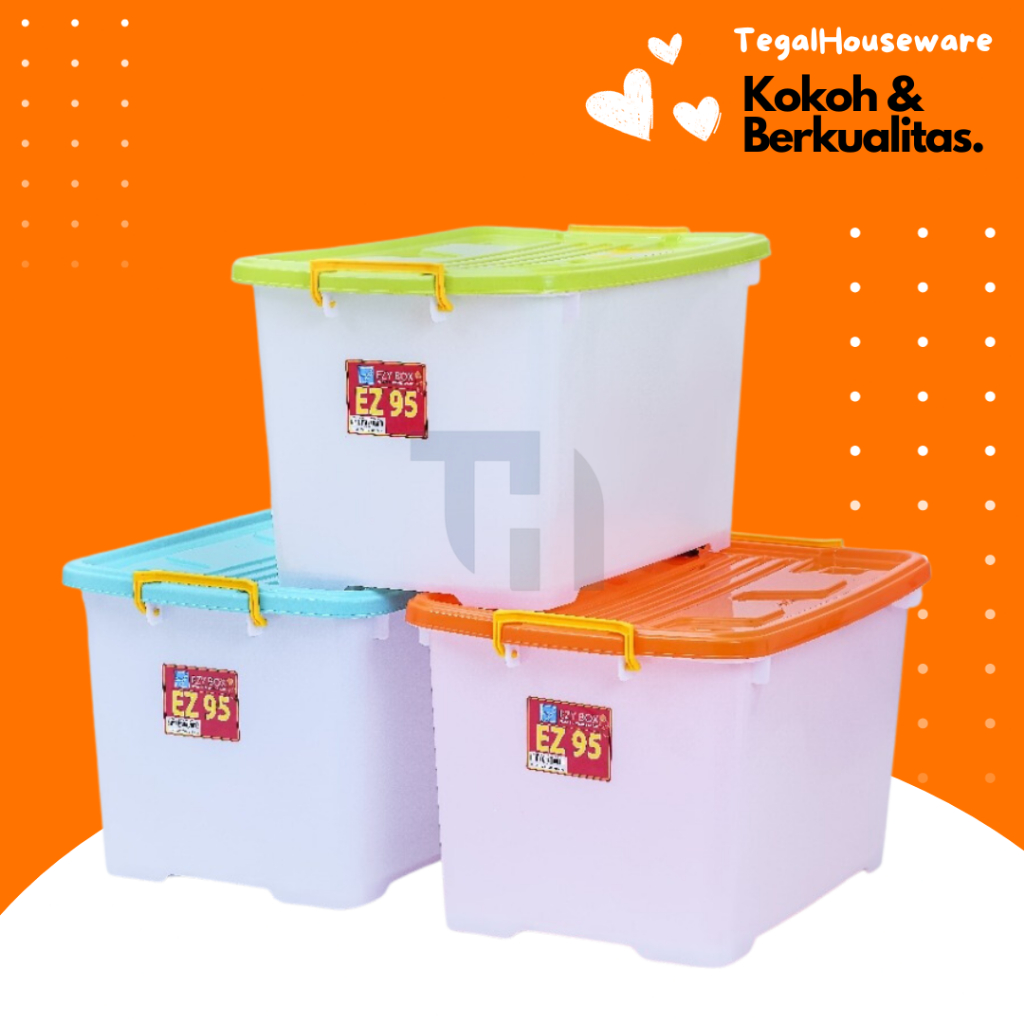 Jual EZY STORAGE 95 LITER CONTAINER BOX + 4 RODA KONTAINER BOX TEMPAT ...