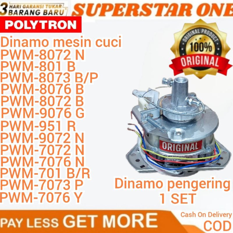Jual Dinamo pengering/spin mesin cuci polytron PWM-8072 N/PWM-801 B/PWM ...