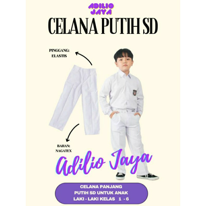 Jual Celana Putih Panjang Sd Seragam Sekolah Kelas Celana