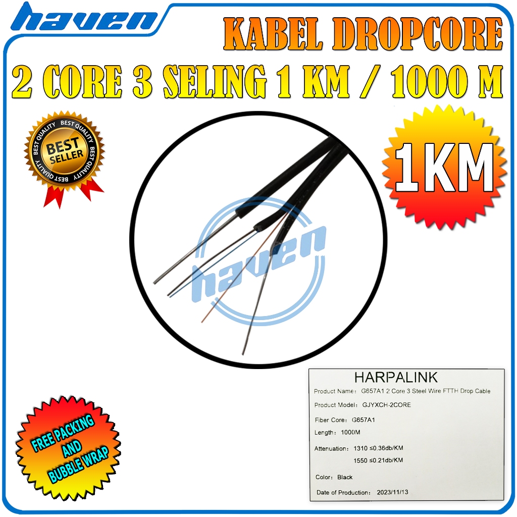 Jual Kabel Fiber Optic Dropcore 1000M 2 Core 3 Seling Kabel Fiber Optik ...