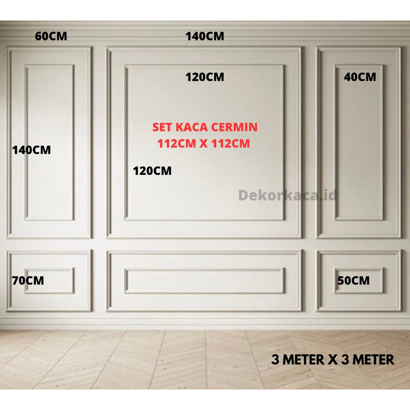 Jual Paket Lengkap Set Wall Moulding Kayu Double List + Set Kaca Cermin