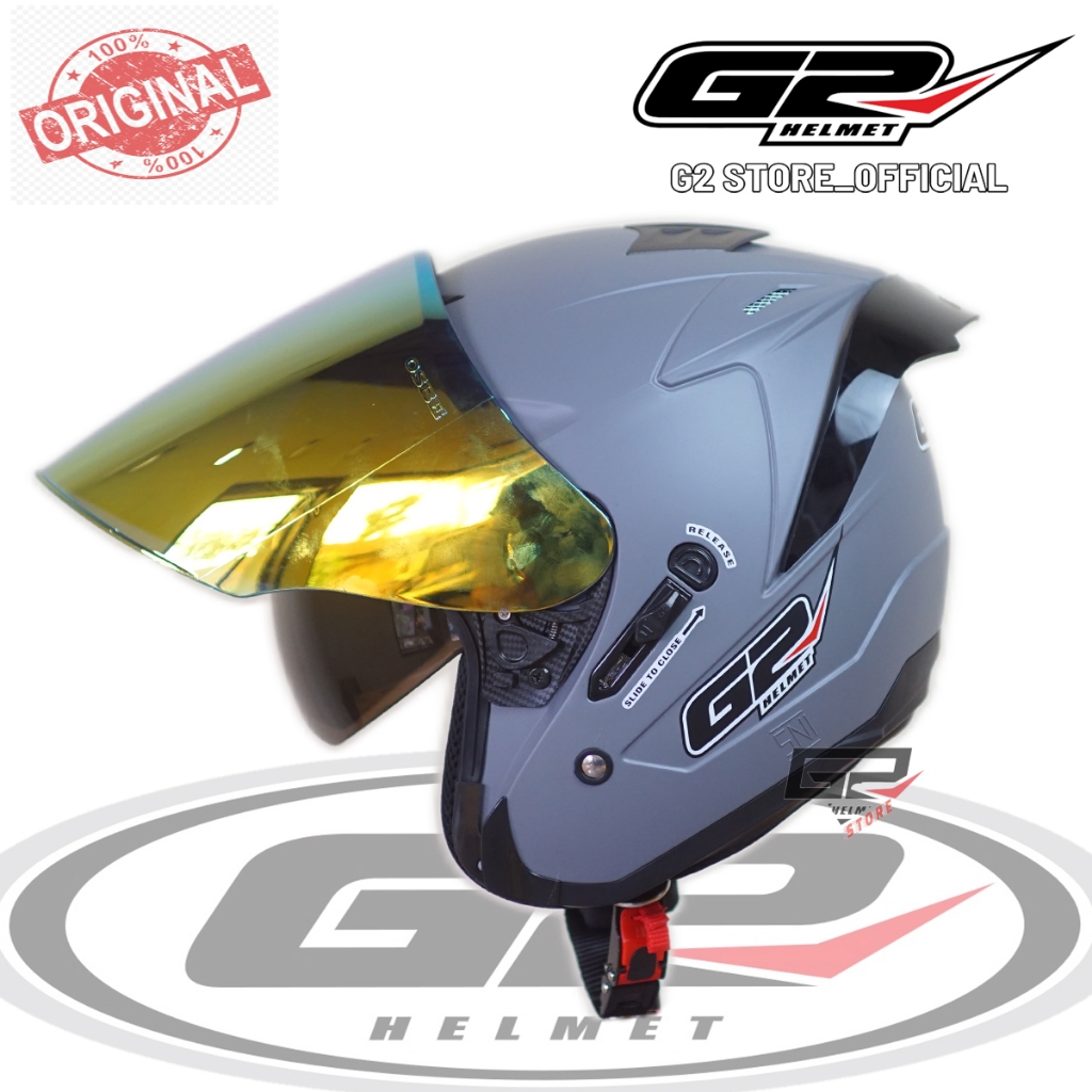 Jual Helm G Optimax Solid Dark Grey Doff Double Visor Original Paket Ganteng Kaca Flat Iridium