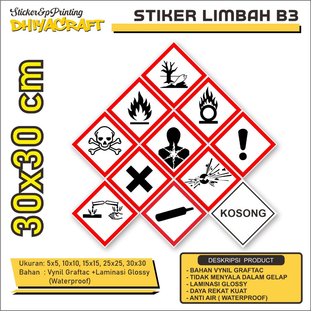 Jual Sticker Label Tanda Simbol Limbah B3 Ukuran 30x30 Stiker Bahan ...