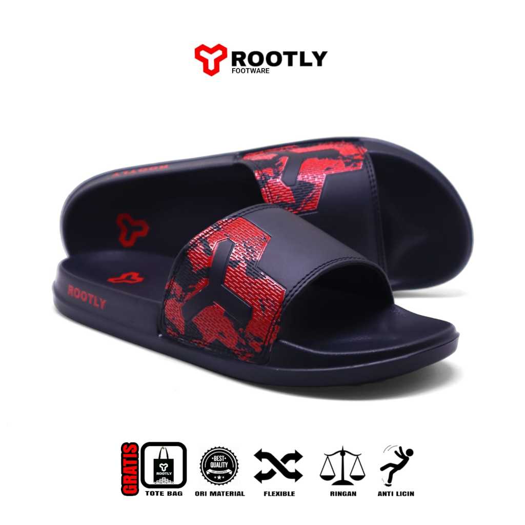 Jual Rootly - Sandal Pria Motif Full Black Flip Flop | Shopee Indonesia