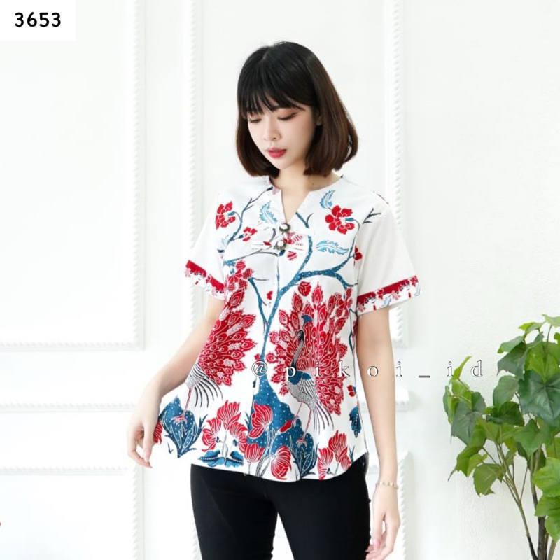 Jual Atasan batik wanita modern lengan pendek / baju batik wanita