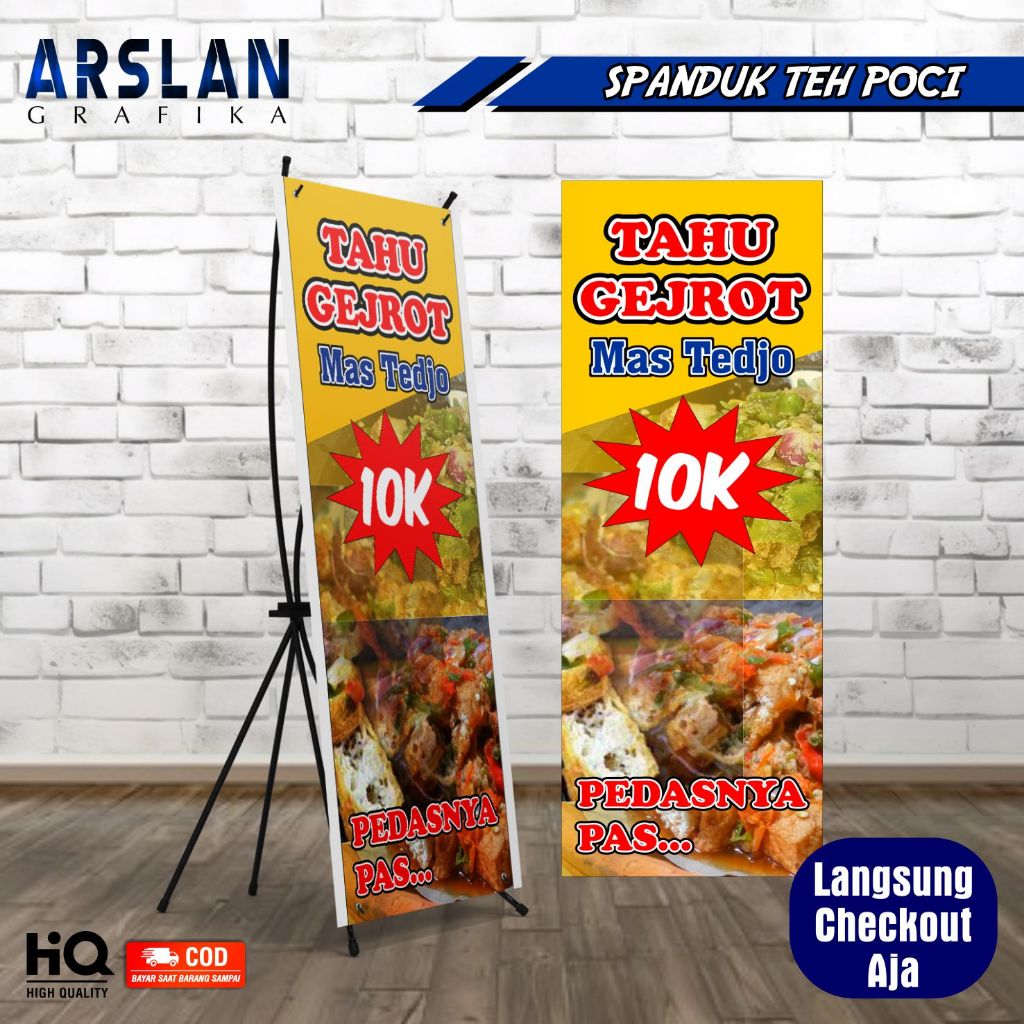 Jual Spanduk X Banner Tahu Gejrot Bisa Ganti Nama Toko Ukuran 60 X