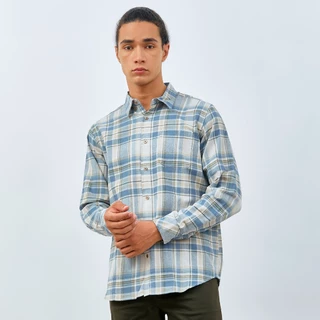 M231 Kemeja Pria Flannel Panjang Biru 0033