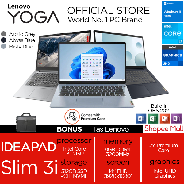 Lenovo IdeaPad Slim 3-14IAU7 CYID – Arctic Grey [i3 1215U-8GB-SSD 512GB] 