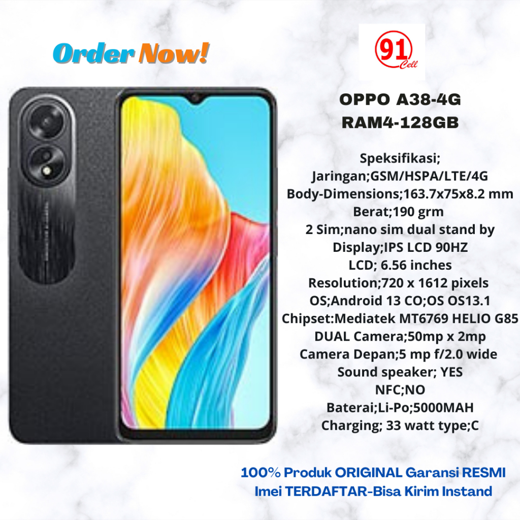 Oppo A38 128GB 4GB RAM Gsm Unlocked Phone Mediatek MT6769 Helio G85 50MP  DISPLAY 6.56 inches, PROCESSOR Mediatek MT6769 Helio G85 FRONT CAMERA 5MP  REAR CAMERA 50MP+2MP RAM 4GB STORAGE 128GB BATTERY