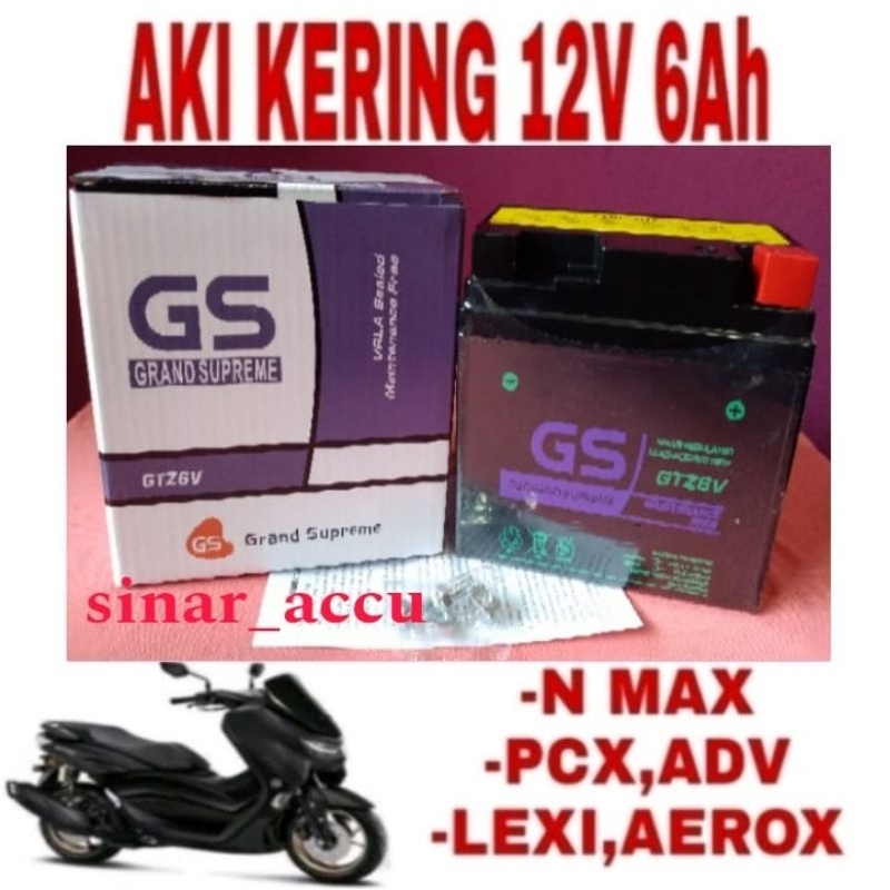 Jual aki motor n max new, aerox new, Lexi aki kering, aki gs gtz6v aki