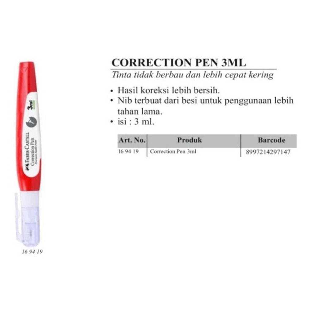 Jual Faber Castell Mini Correction Pen Liquid 3ml Tip Ex Cair 3 ml ...