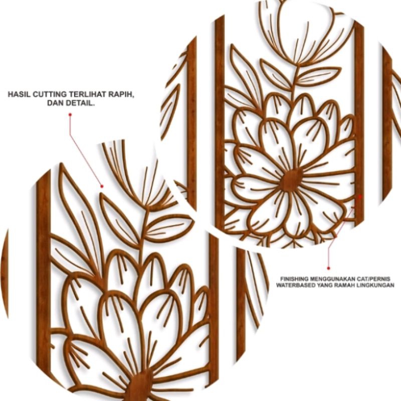 Jual HIASAN DINDING KAYU ESTETIK BUNGA LASER CUT KAYU MEWAH UNIK ...