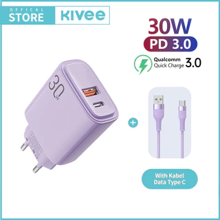 (HOT) KIVEE Charger Type C Fast Charging 30w KV-AC108 Adaptor Quick 4.0 for iphone Xiaomi OPPO Asli