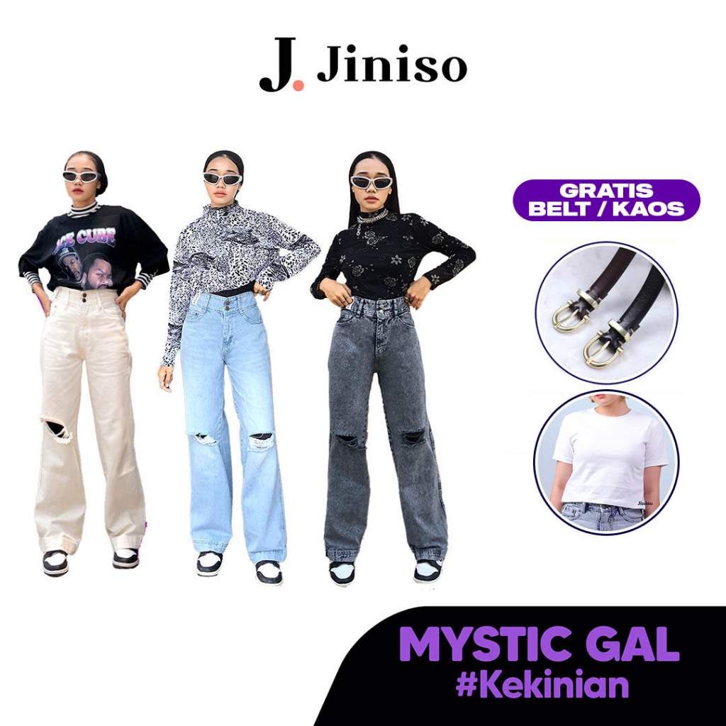 Jiniso - Highwaist Baggy Ripped Jeans 509 MYSTIC GAL