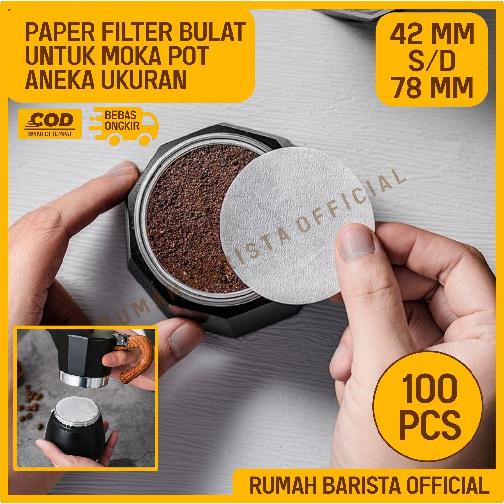 Jual Paper Filter Moka Pot Isi 100 PCS Putih Bleached Flat Dripper Aneka Ukuran Perlengkapan