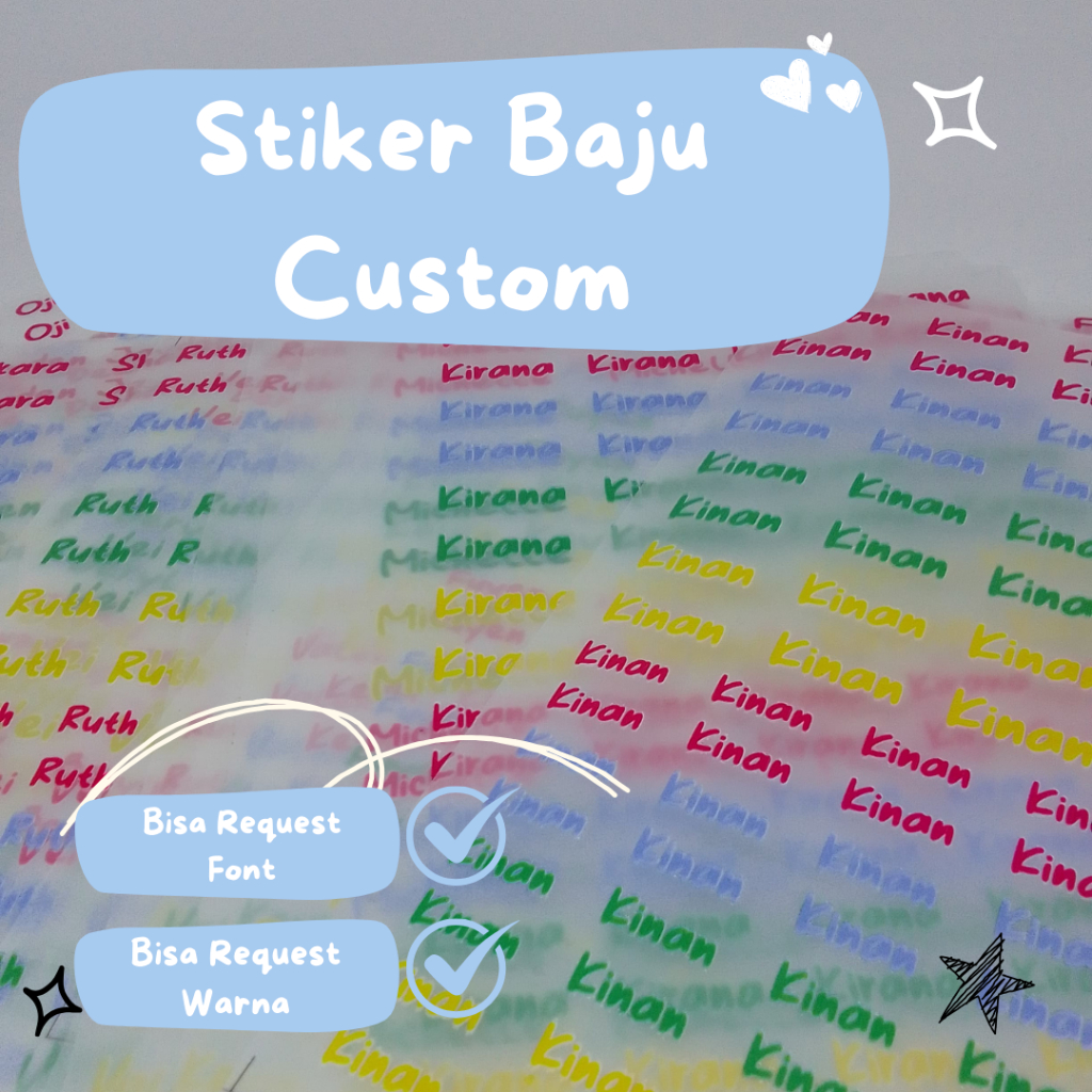 Jual Stiker Label Baju Nama Label Sticker Iron On Sticker Baju Sablon