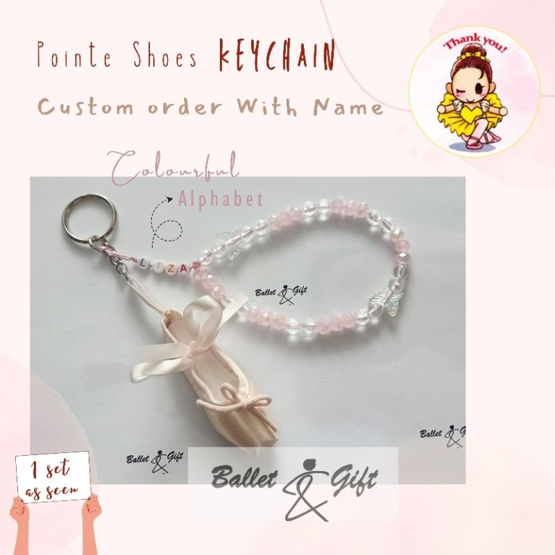 Jual CUSTOM ORDER Ballet Keychain - Ballerina Pointe shoes keychain ...