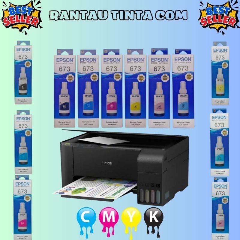 Jual Paket Tinta 673 Full Set6 Warna Original Printer L800 L805 L810 L850 L1300 L1800 Shopee 2356