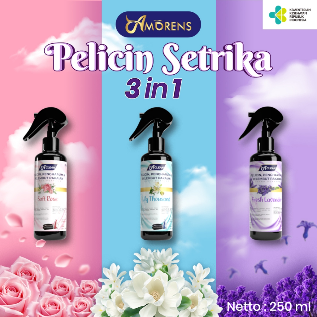 Jual AMORENS Pelicin Setrika Pakaian 3 in 1 250ml | Shopee Indonesia