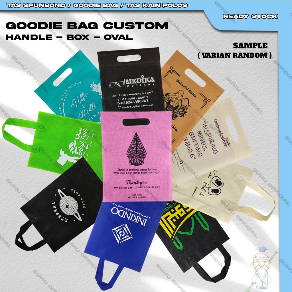 Jual KHUSUS SAMPLE SABLON Goodie Bag Tas Belanja Spunbond Model Oval ...