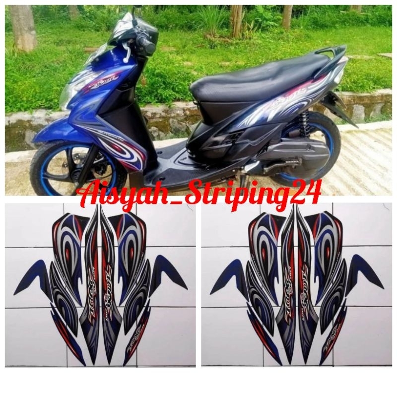 Jual Stiker Striping Lis Les Polet Body Motor Yamaha Mio Suol Hitam Biru Shopee Indonesia