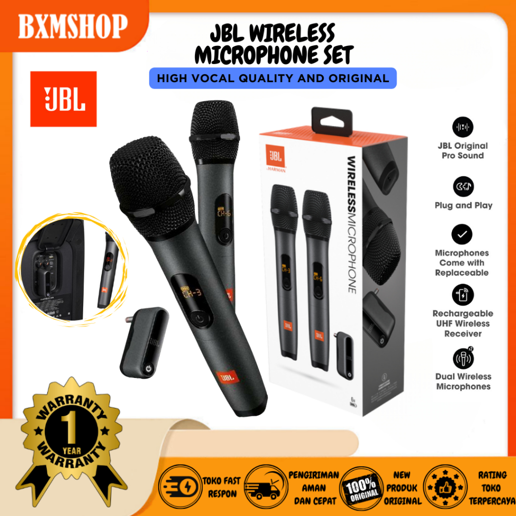 Jual JBL Microphone Wireless 2 Mic Profesional Mic Karaoke With
