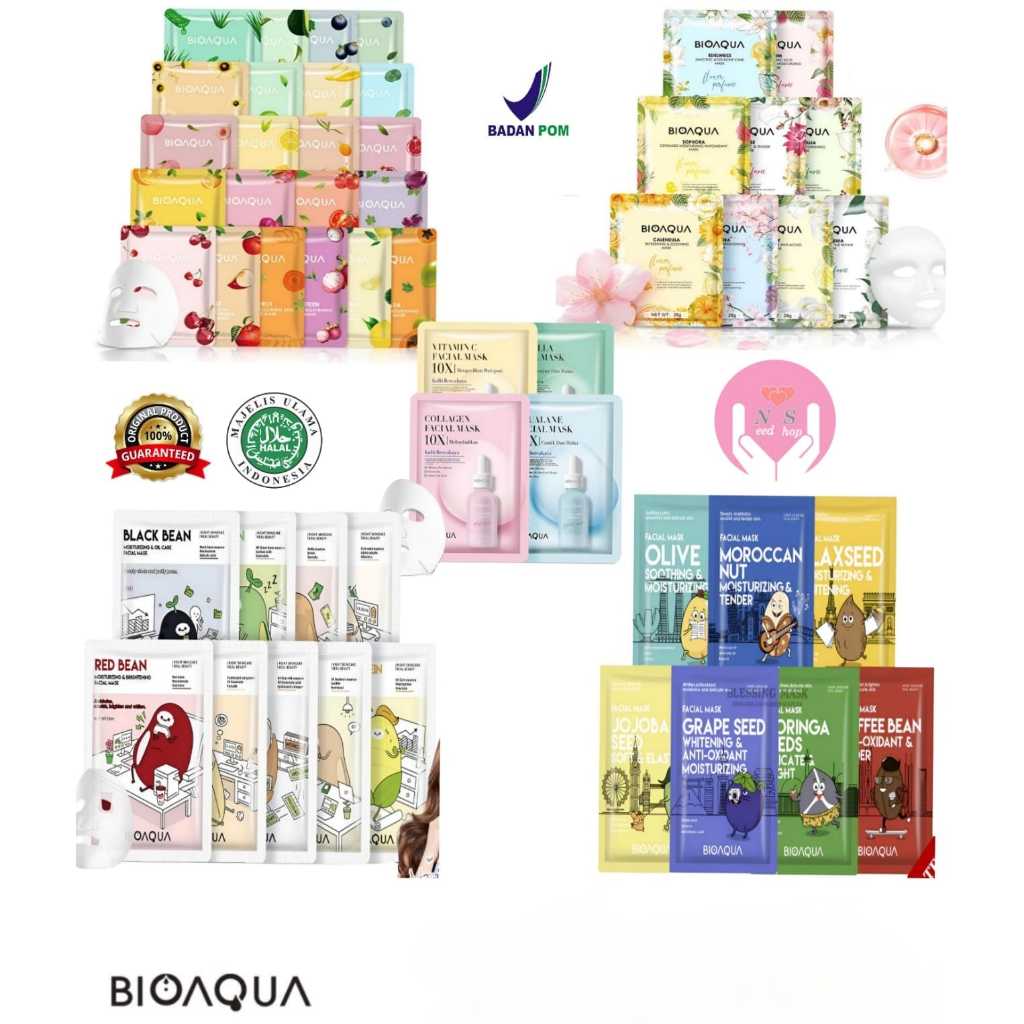 Jual Bioaqua Sheet Mask Masker Muka Bioaqua Natural Cereal Fruit