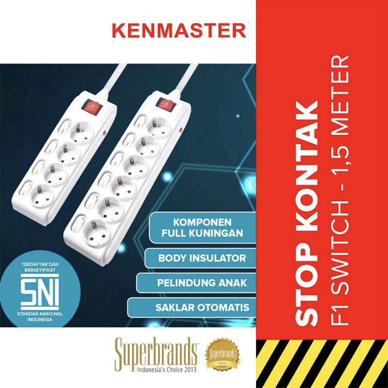 Jual Kenmaster Stop Kontak F1 Switch On Off Colokan Kabel Listrik 6 ...