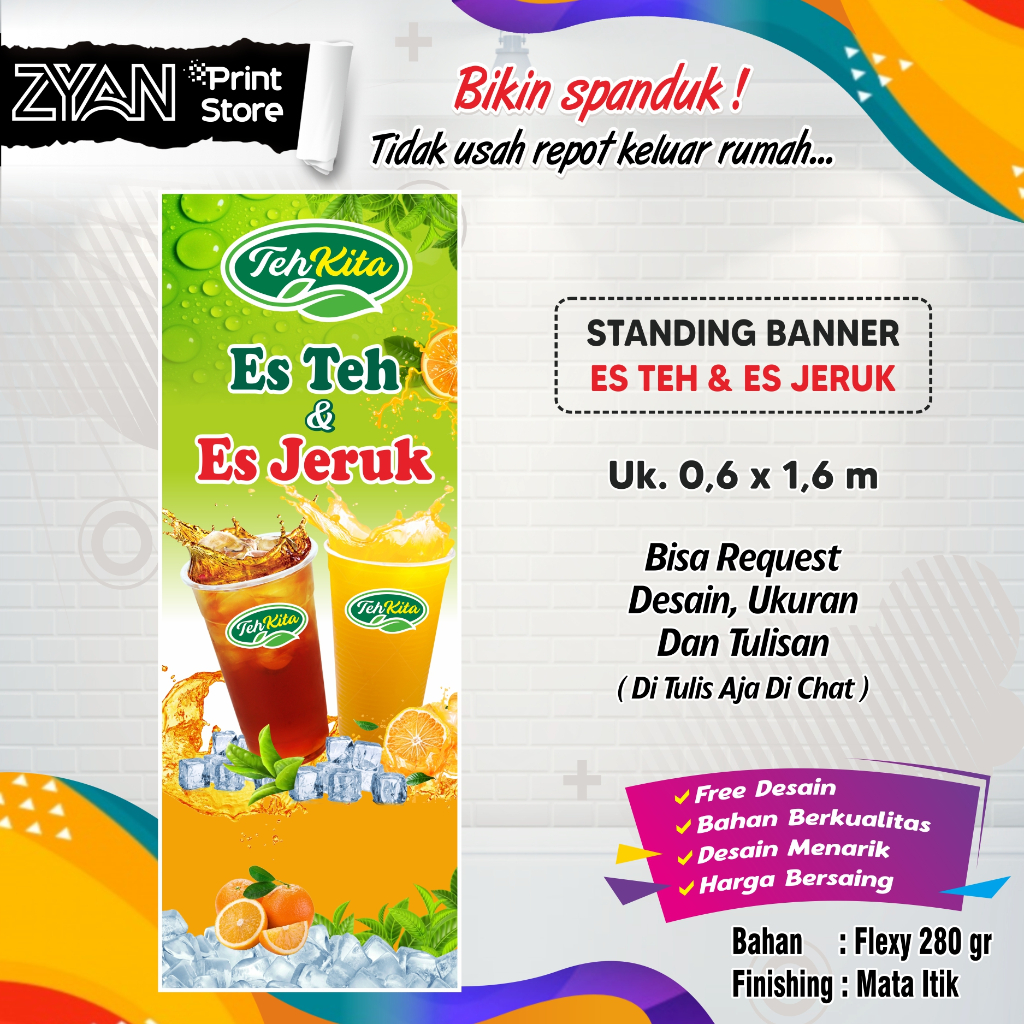 Jual SPANDUK BANNER ES TEH JUMBO DAN ES JERUK | Shopee Indonesia
