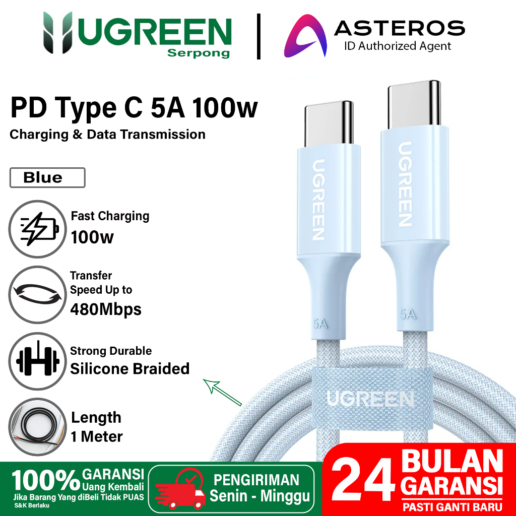 Jual UGREEN Kabel Data USB Type C To Type C PD FAST Charging Max 100W ...