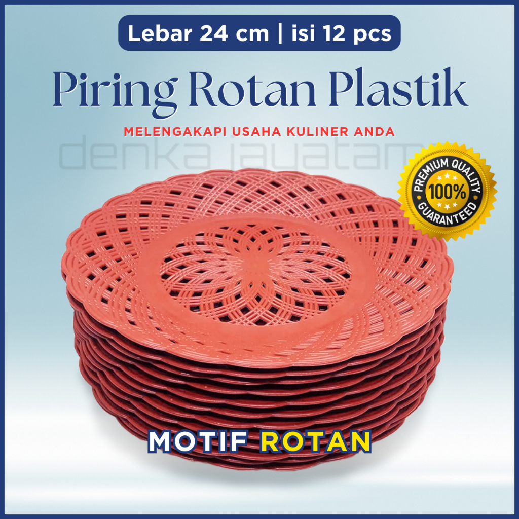 Jual Isi Pcs Piring Rotan Plastik Motif Anyaman Piring Plastik