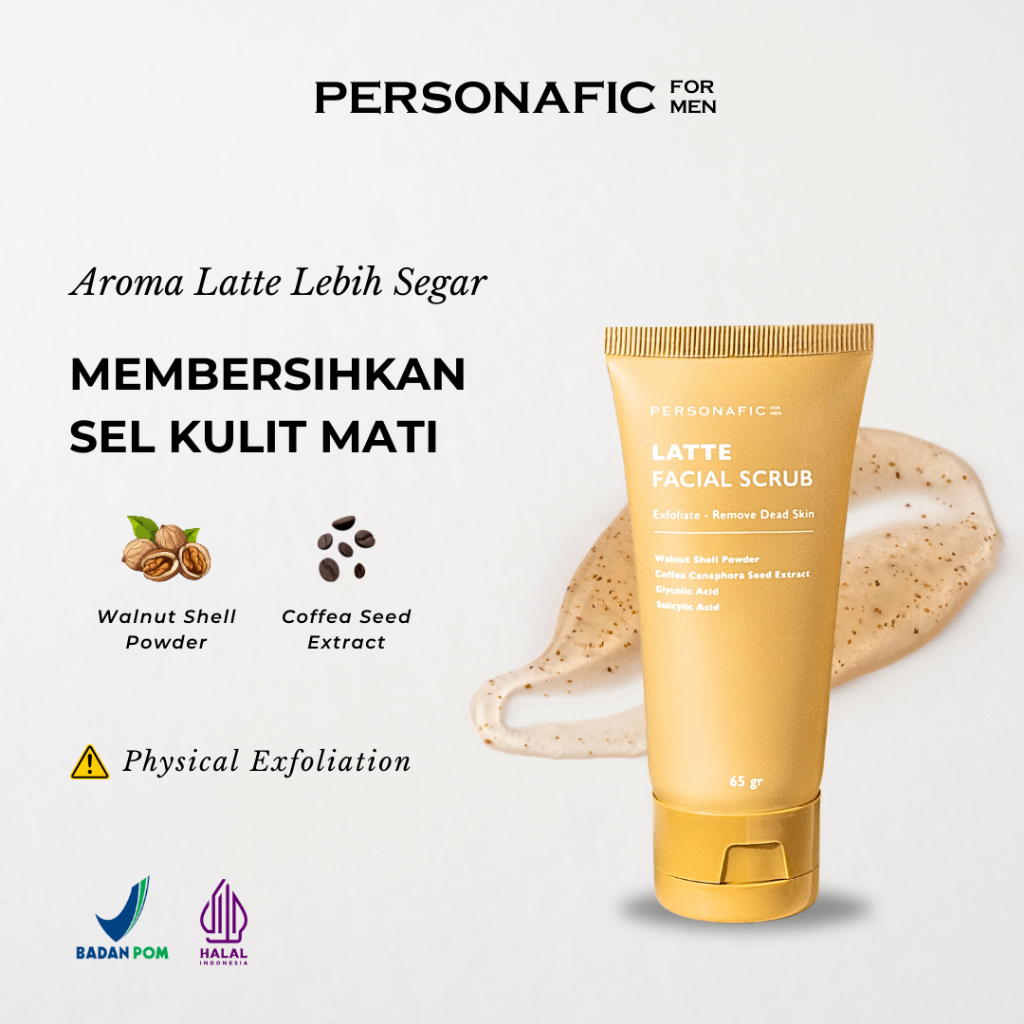 Jual PERSONAFIC Latte Facial Scrub 65 gr Scrub Wajah Pria Untuk