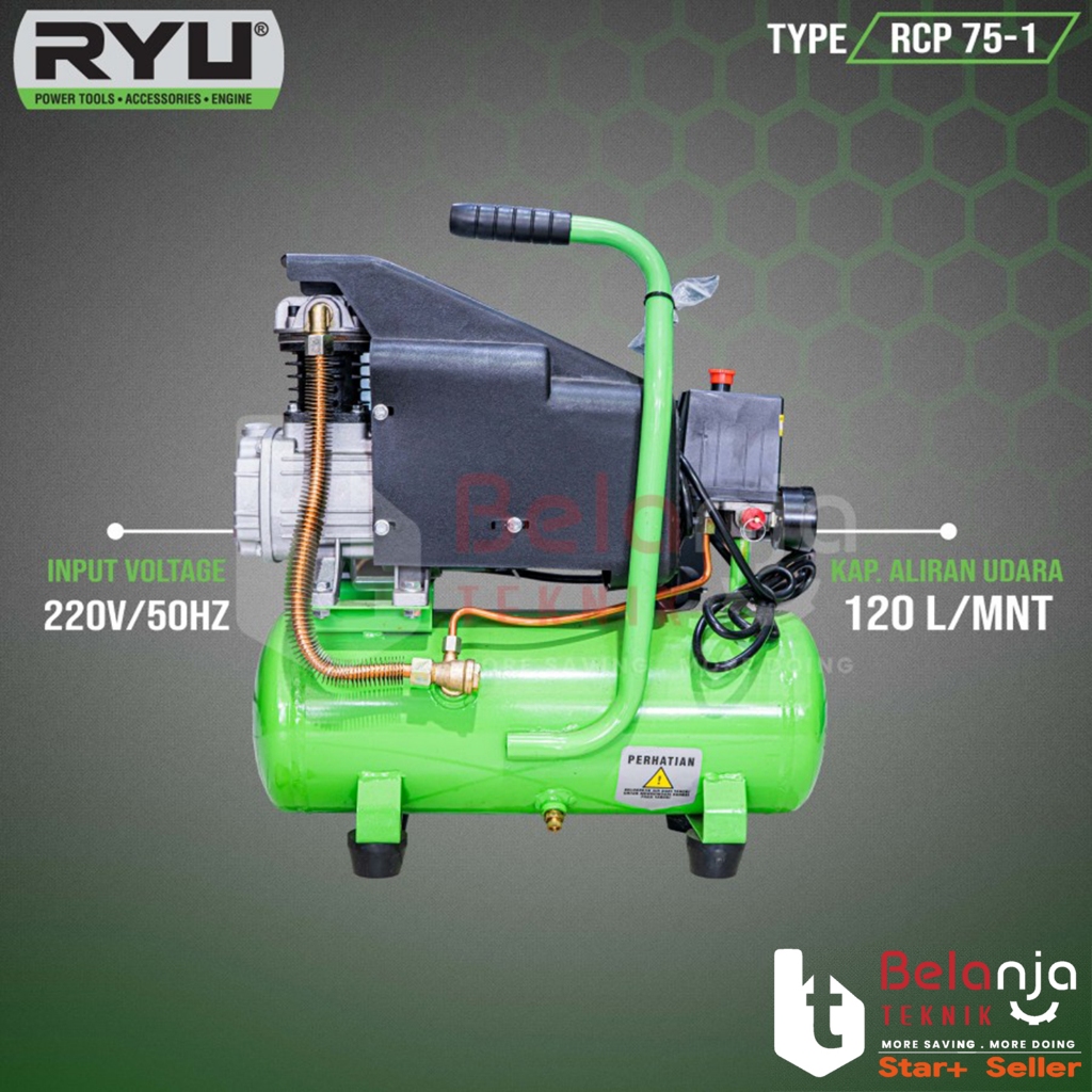 Jual Air Kompressor RYU RCP 75-1 Kompresor Angin Tekiro RCP75-1 0.75 Hp ...