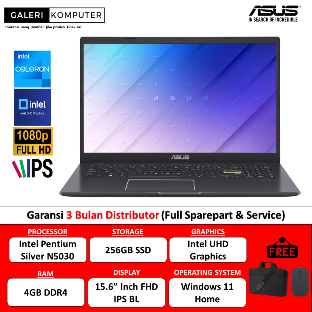 Jual Laptop Murah ASUS Vivobook L510MA Intel Pentium N5030 4GB