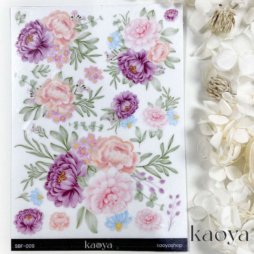Jual Watercolor Flower Sticker 5 Stiker Bunga Transparan / Matte Putih ...